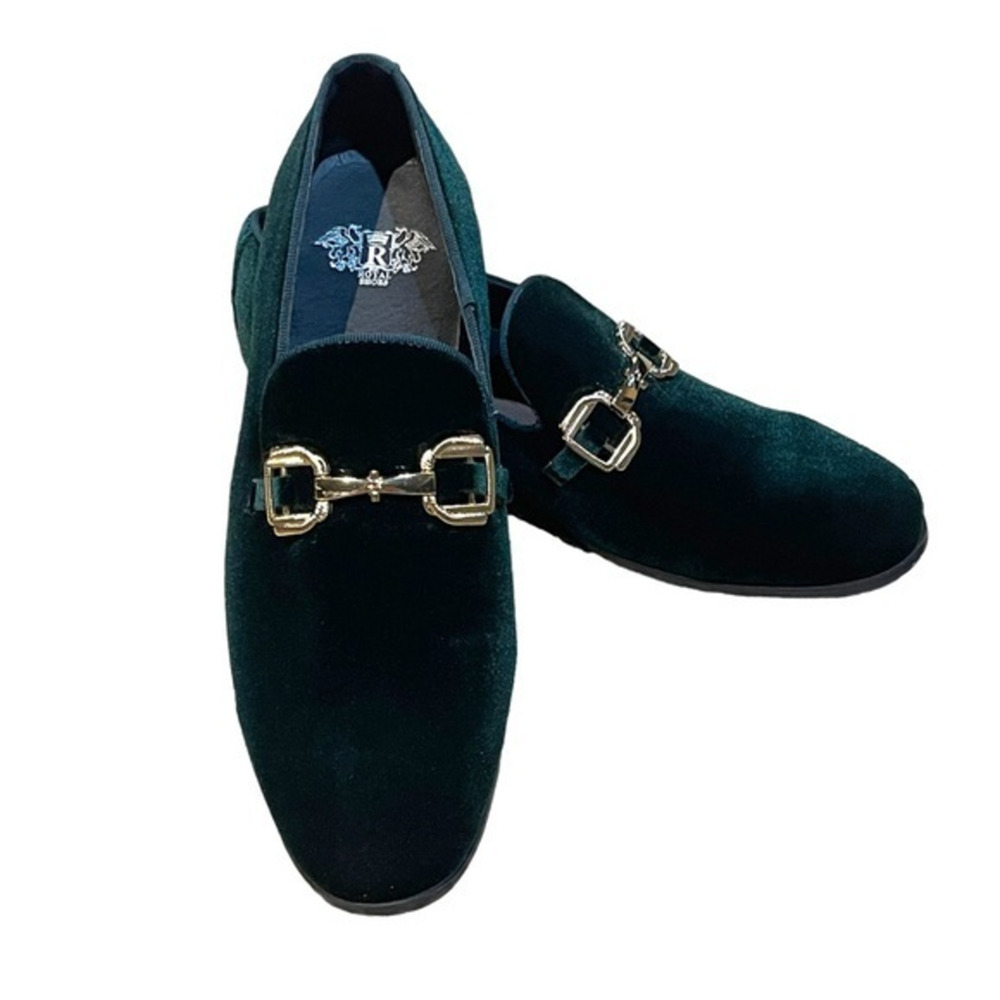 Royal Shoes Collection Smoker Formal Style Green Gold Buckles 8